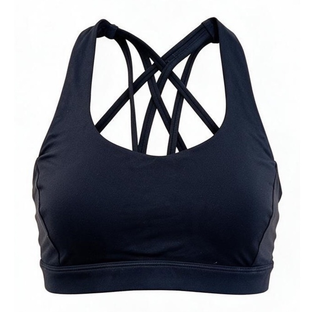 Lululemon Free To Be Wild Sports Bra Black Strappy Back Yoga Size 4 W5T30S